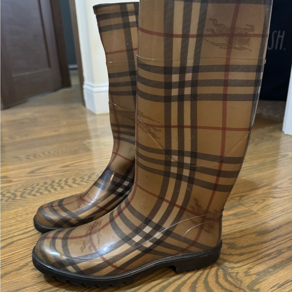 Burberry Brown Plaid Winter & Rain Boots